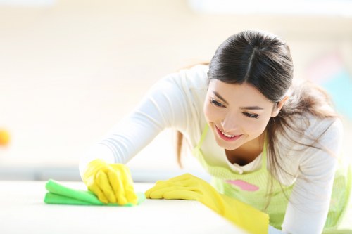 Domestic cleaners in Finchley vacuuming and tidying a living room