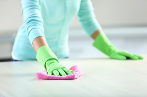 Professional upholstery cleaning treatment for a fabric sofa